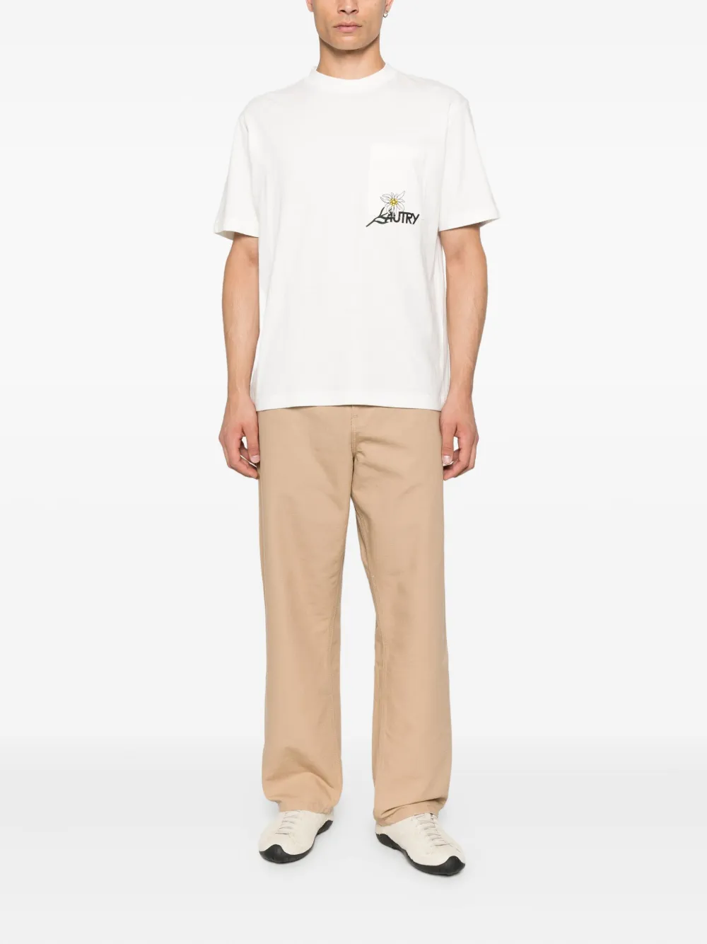 Autry flower-embroidered pocket T-shirt Wit