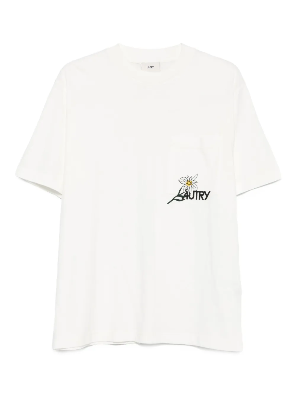 Autry flower-embroidered pocket T-shirt Wit