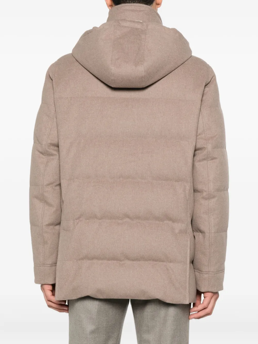 Brunello Cucinelli wool hooded quilted jacket Beige