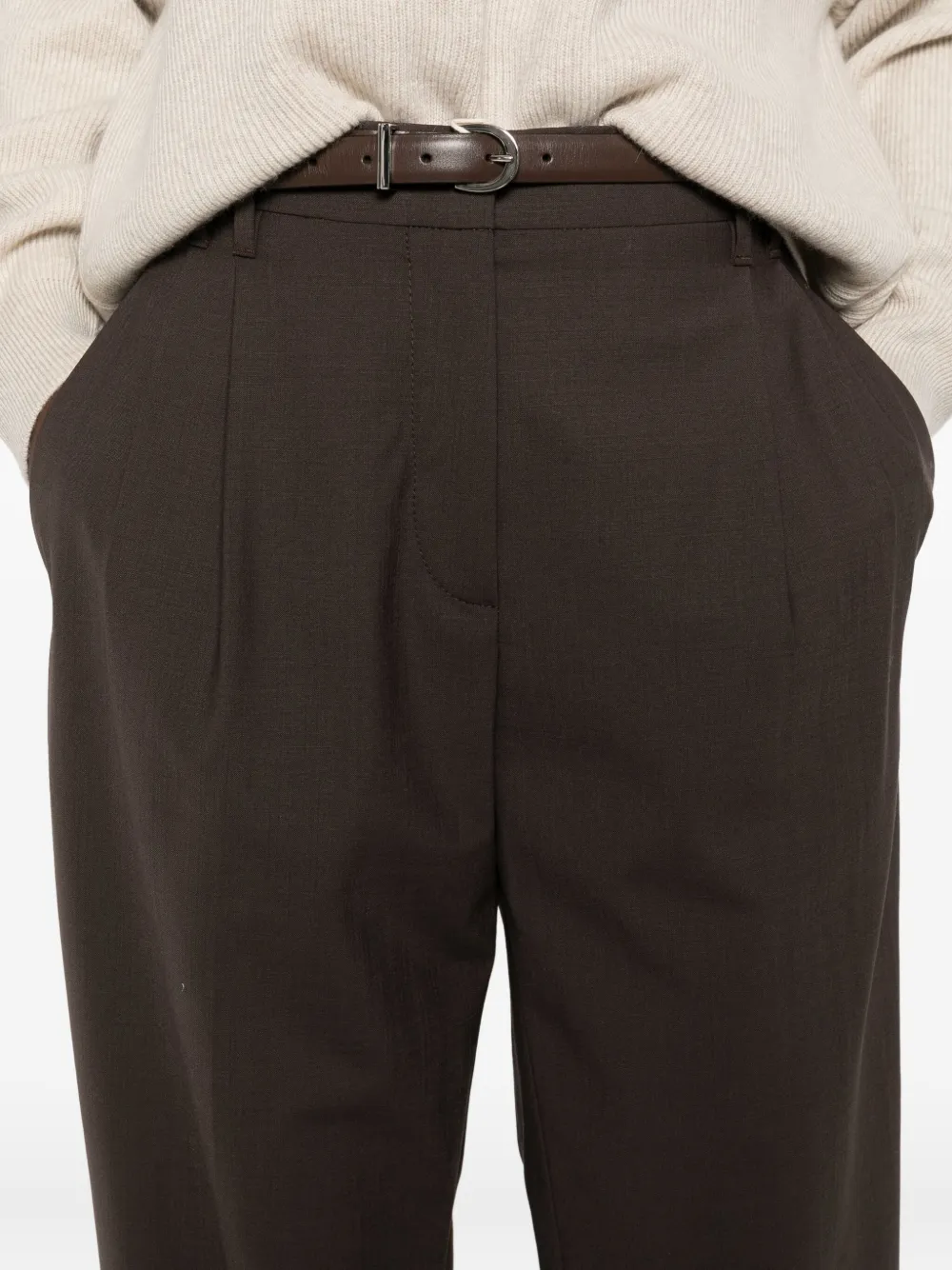 Brunello Cucinelli pleated wool straight trousers Bruin