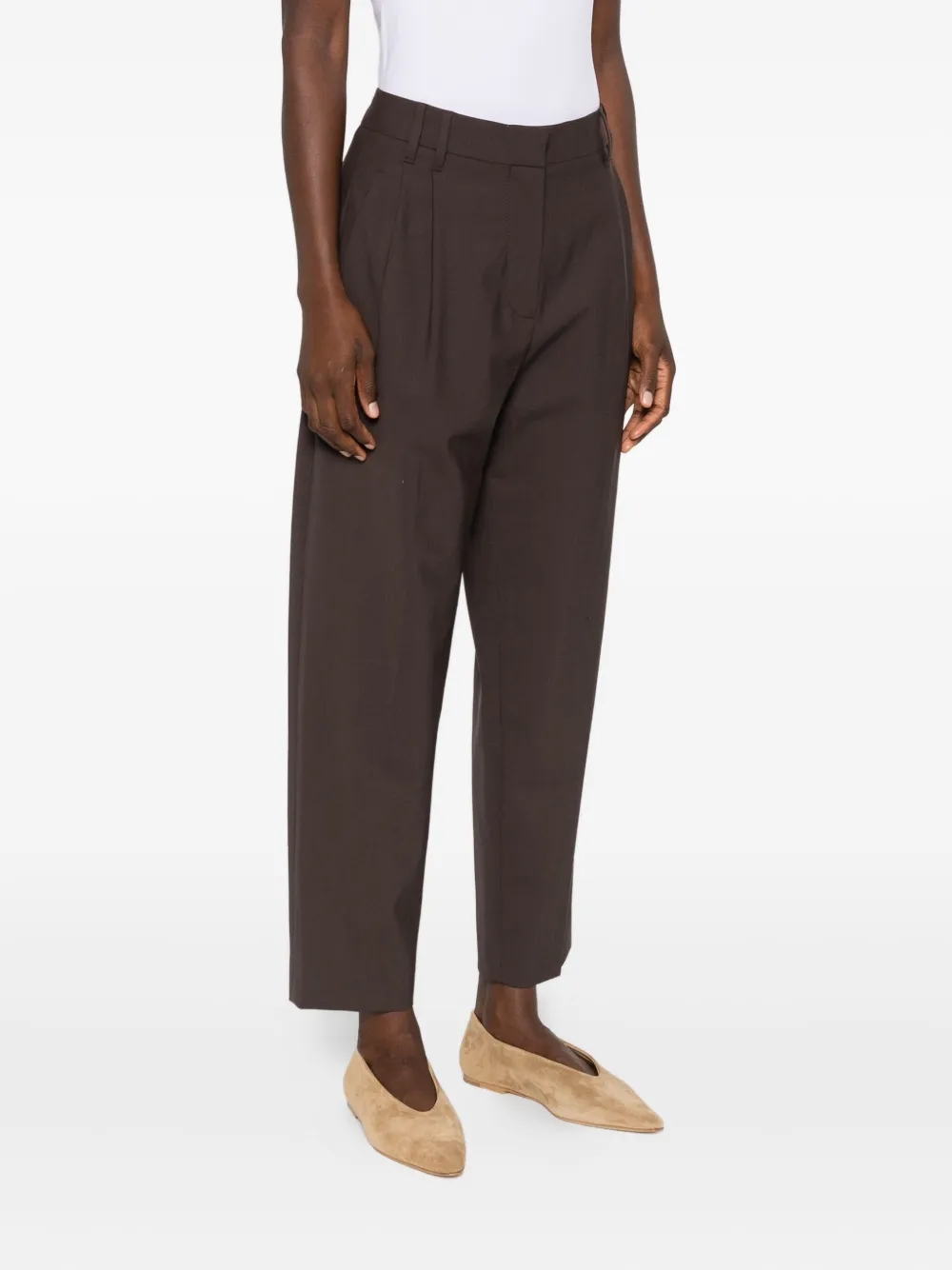 Brunello Cucinelli pleated wool straight trousers Bruin