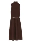 Elisabetta Franchi ribbed turtleneck belted maxi dress - Brown