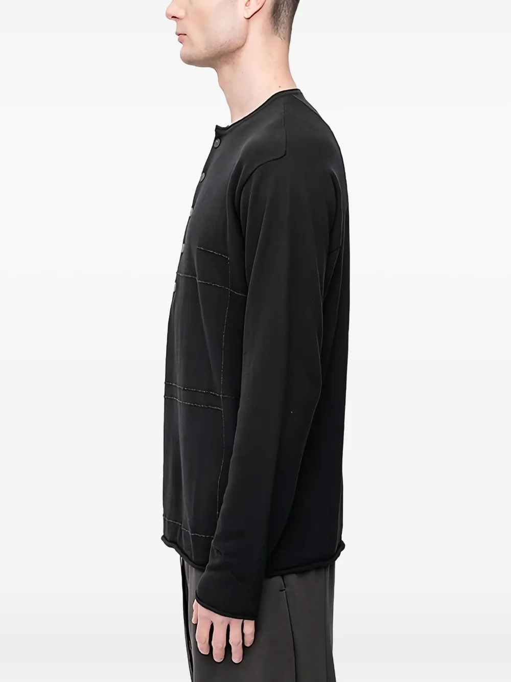 Devoa Henley trui met lange mouwen - Zwart
