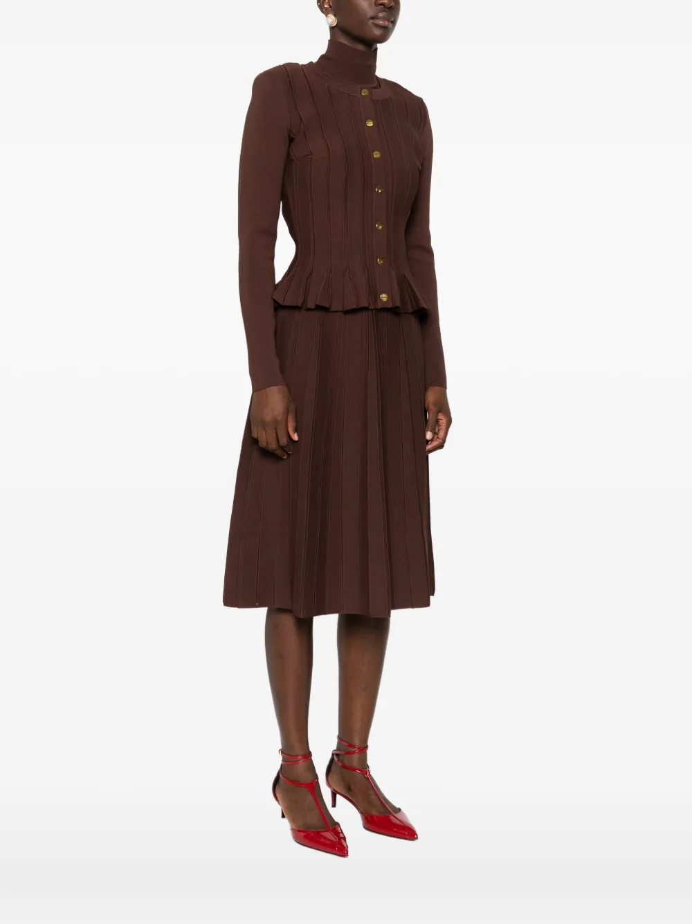 Elisabetta Franchi Geplooid vest met knopen Bruin