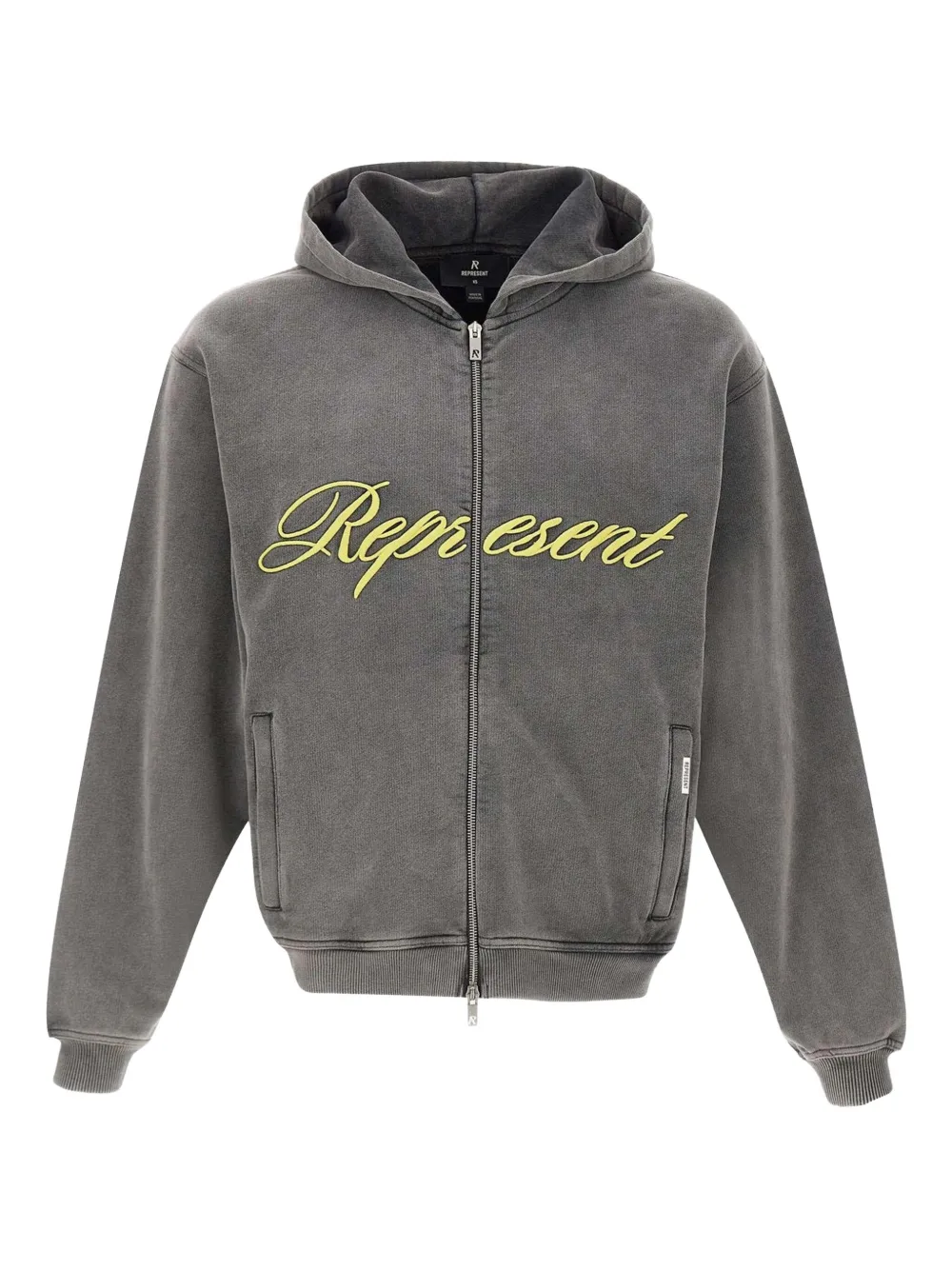 Represent contrasting-detail zip-up hoodie Grijs
