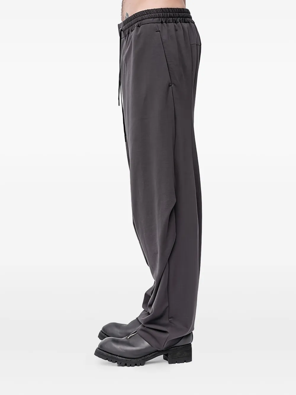 Devoa Drawstring Wide-leg Trousers In Gray