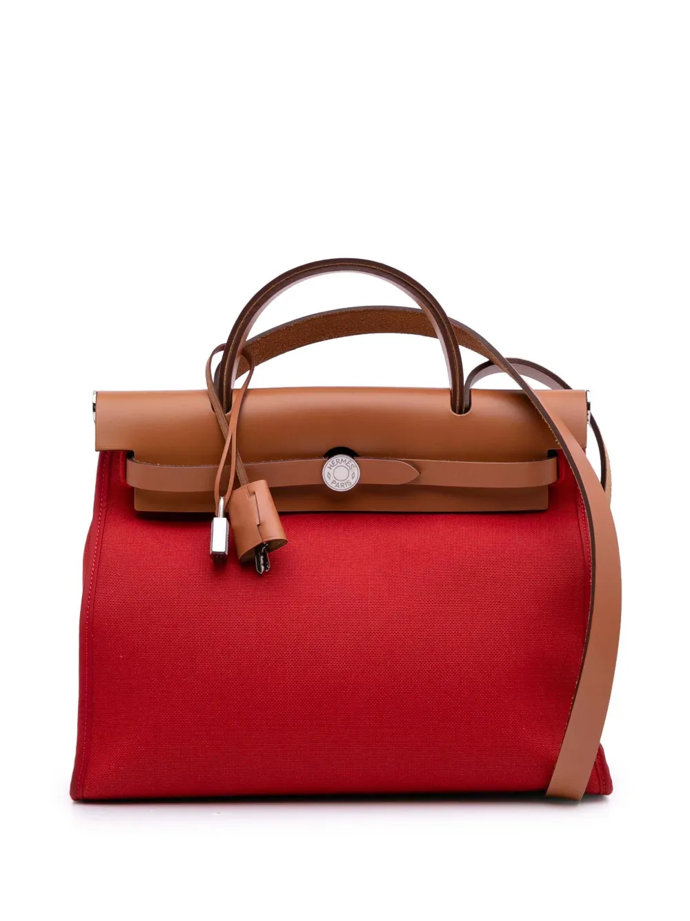Pre-owned Hermes 2017 Toile Herbag Zip 31 Satchel In Brown