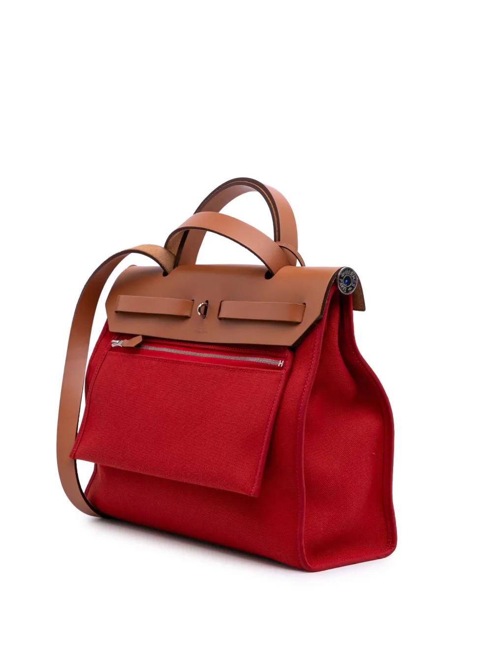 Pre-owned Hermes 2017 Toile Herbag Zip 31 Satchel In Brown