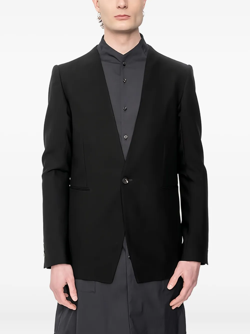 Devoa Single-breasted Wool-mohair Dinner Jacket In Black