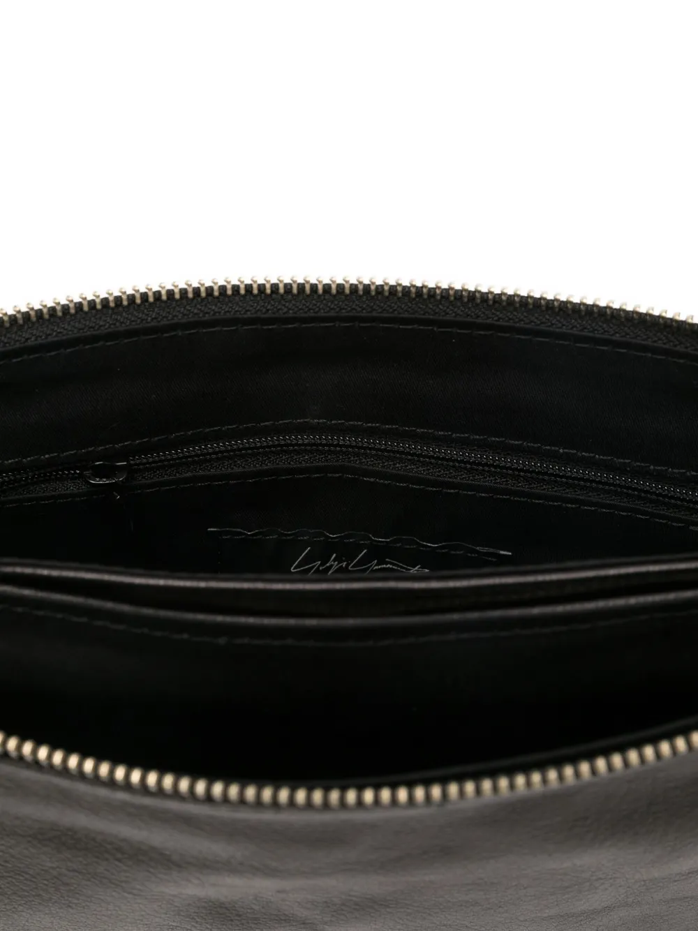Yohji Yamamoto Zip-fastening Ring-detail Shoulder Bag In Black