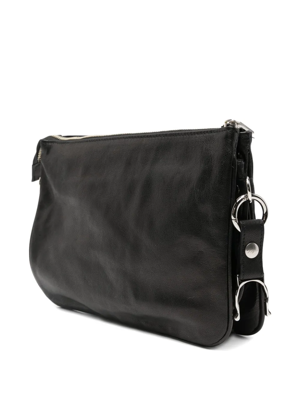 Yohji Yamamoto Zip-fastening Ring-detail Shoulder Bag In Black