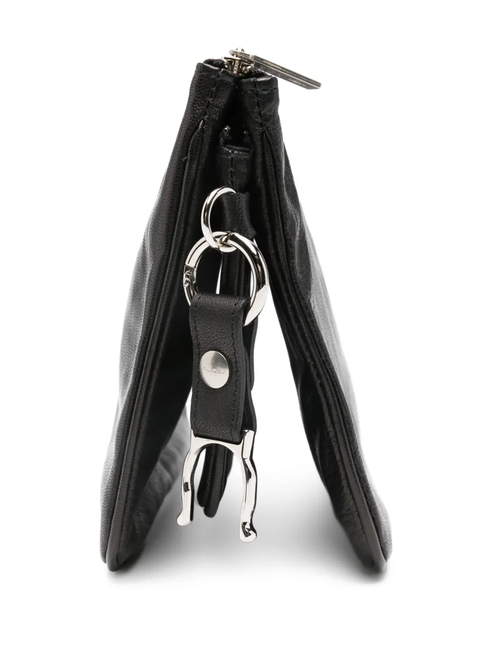Yohji Yamamoto Zip-fastening Ring-detail Shoulder Bag In Black