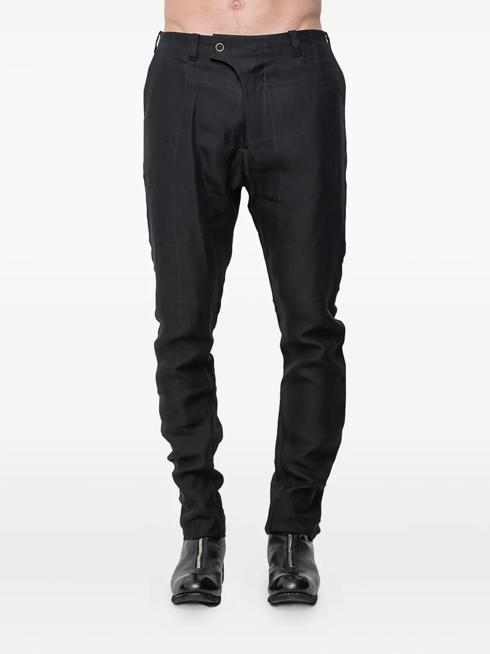 Devoa Linnen broek met patroon Zwart