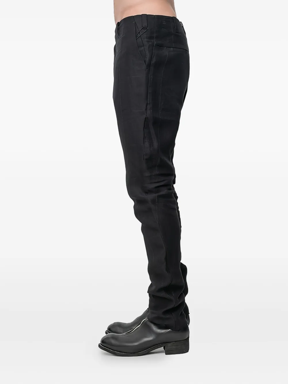 Devoa Linnen broek met patroon - Zwart