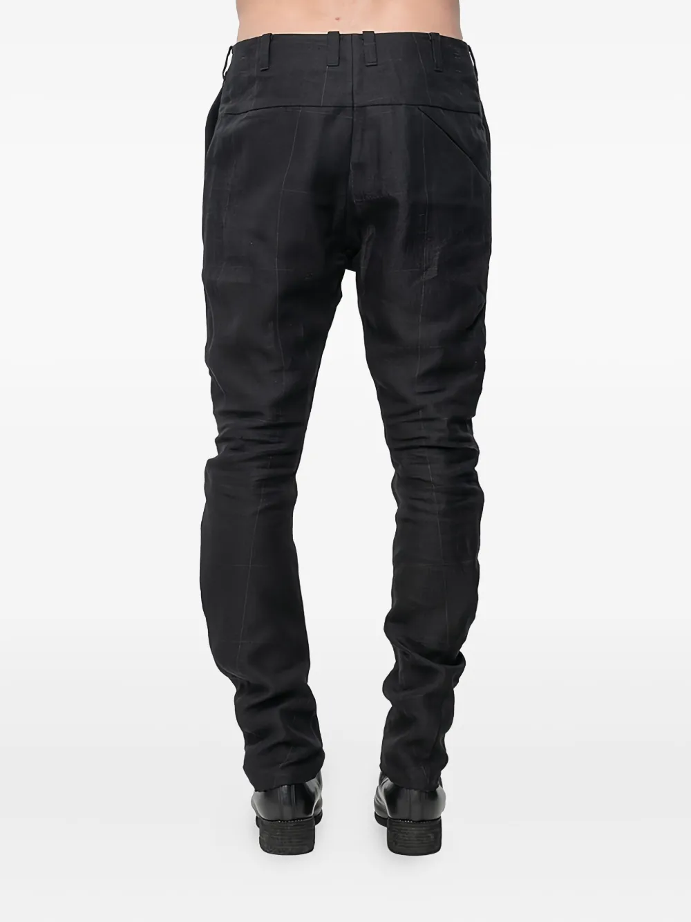 Devoa Linnen broek met patroon Zwart