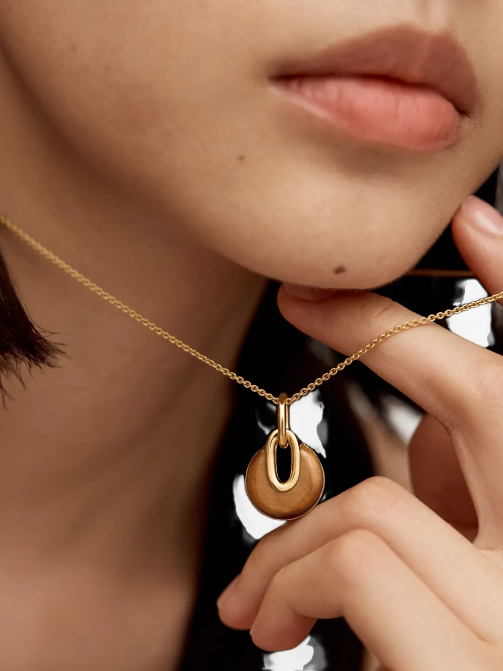 Monica Vinader 18kt gouden vermeil halsketting met tijgeroog