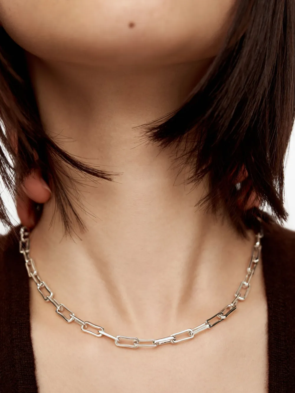 Monica Vinader Mini schakelhalsketting - Zilver