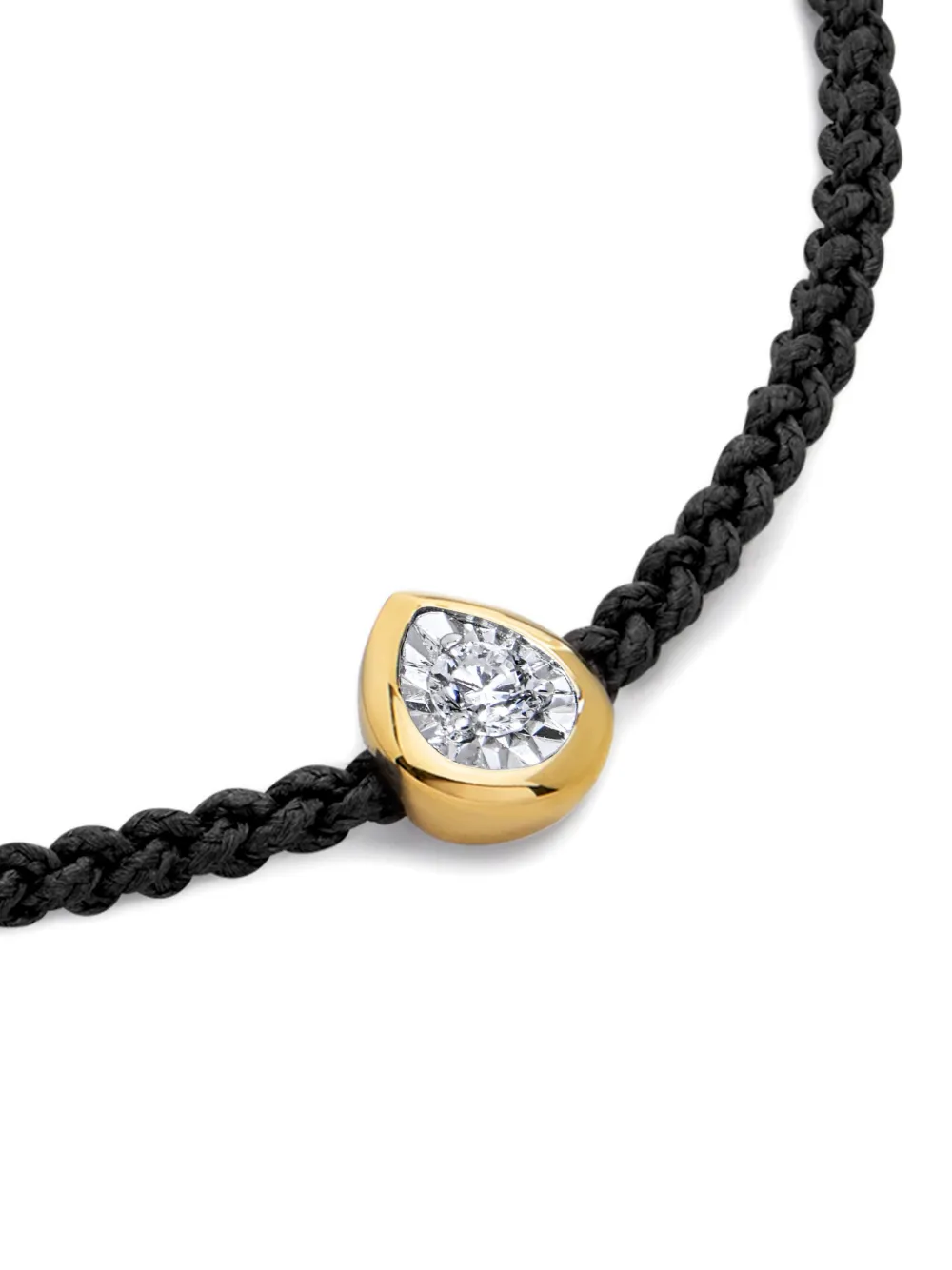 Monica Vinader 18k Gold-vermeil Pear-diamond Cord Bracelet In Brown