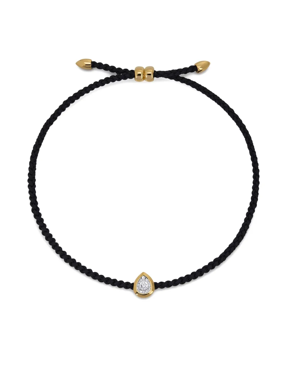Monica Vinader 18k Gold-vermeil Pear-diamond Cord Bracelet In Brown