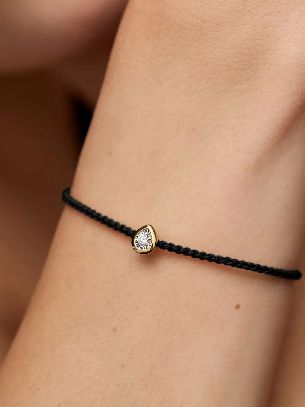 Monica Vinader 18k Gold-vermeil Pear-diamond Cord Bracelet In Brown
