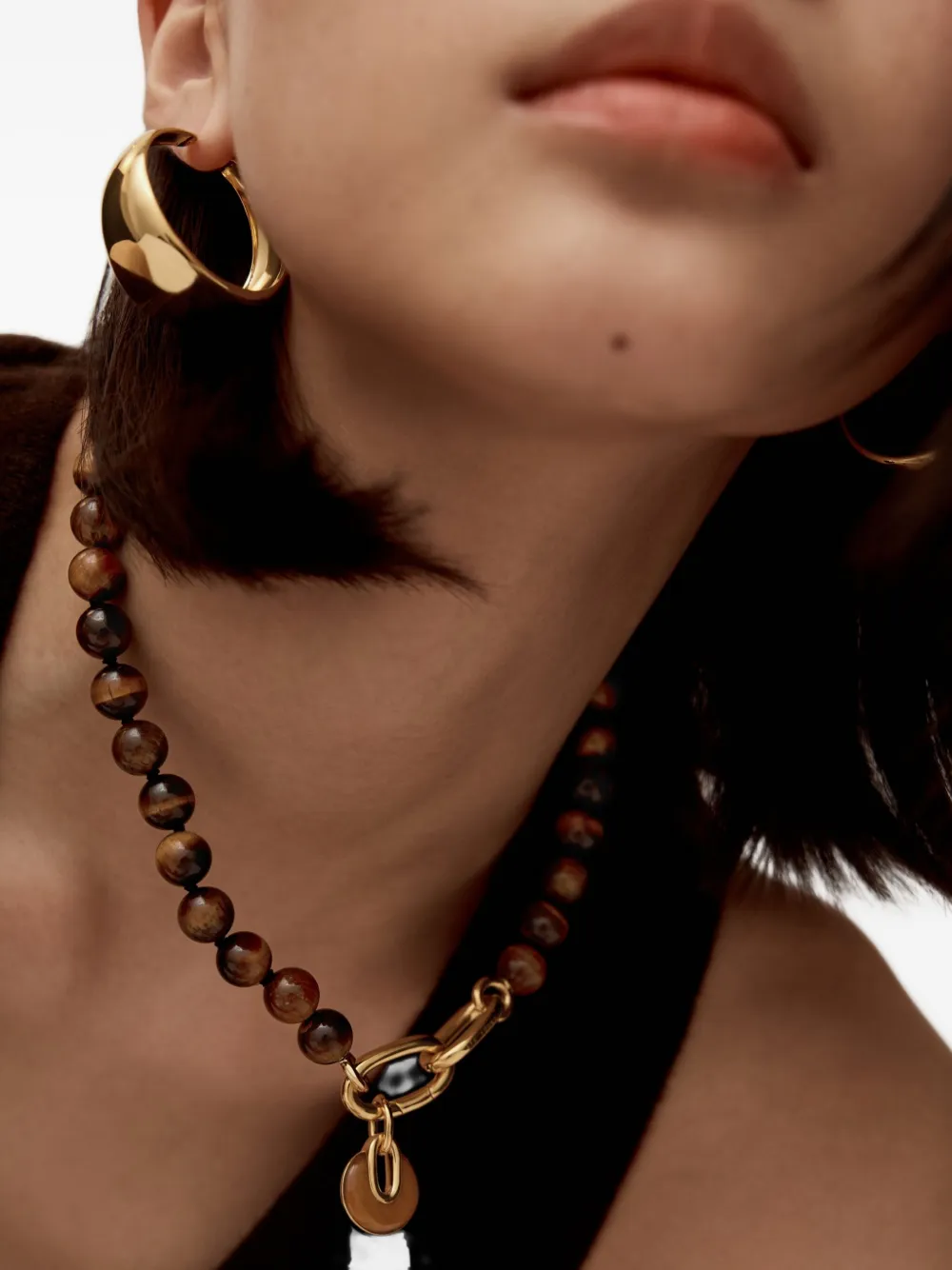 Monica Vinader Beaded-gold Necklace In Brown