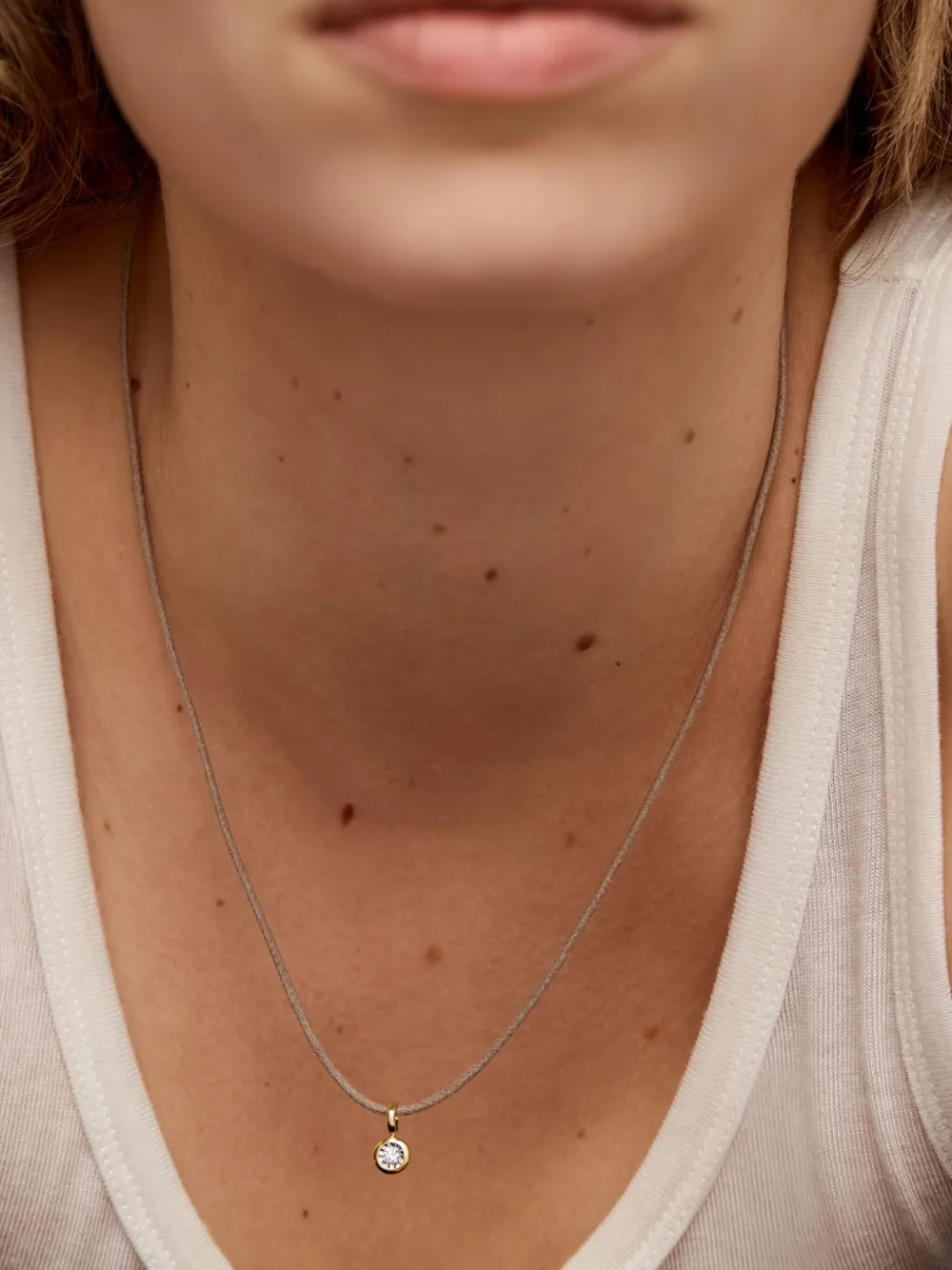 Monica Vinader 18kt gouden vermeil halsketting met solitaire diamant