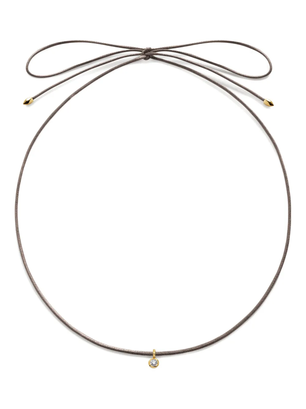 Monica Vinader 18k Gold-vermeil Solitaire-diamond Cord Necklace In Gray