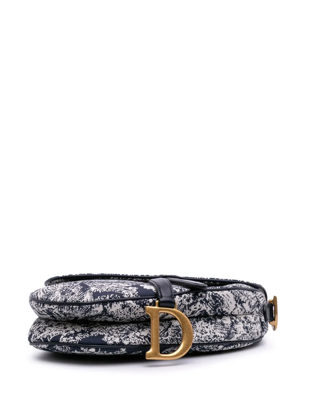 Pre-owned Dior 2021 Canvas Reverse Embroidered Toile De Jouy Saddle Bag Shoulder Bag In Blue