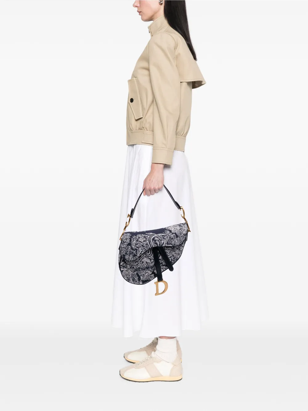 Pre-owned Dior 2021 Canvas Reverse Embroidered Toile De Jouy Saddle Bag Shoulder Bag In Blue