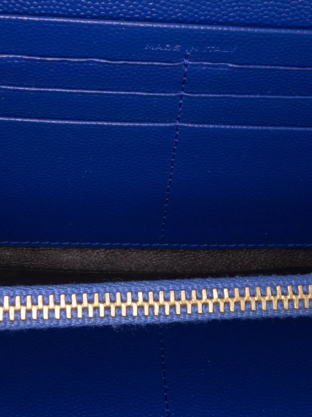 Pre-owned Saint Laurent 2015 Grain De Poudre Matelasse Chevron Monogram Flap Wallet Long Wallets In Blue