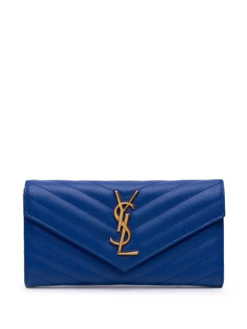 Saint Laurent Pre-Owned 2015 Grain De Poudre Matelasse Chevron Monogram Flap Wallet long wallets