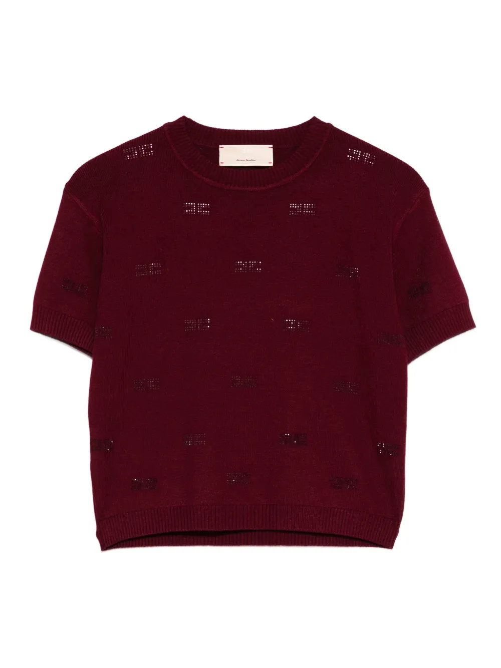 Elisabetta Franchi La Mia Bambina Top verfraaid met kristallen en korte mouwen Rood