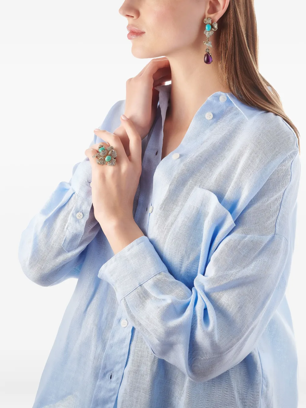 Anabela Chan 18K yellow gold vermeil Blossom turquoise and diamond ring | Image 2