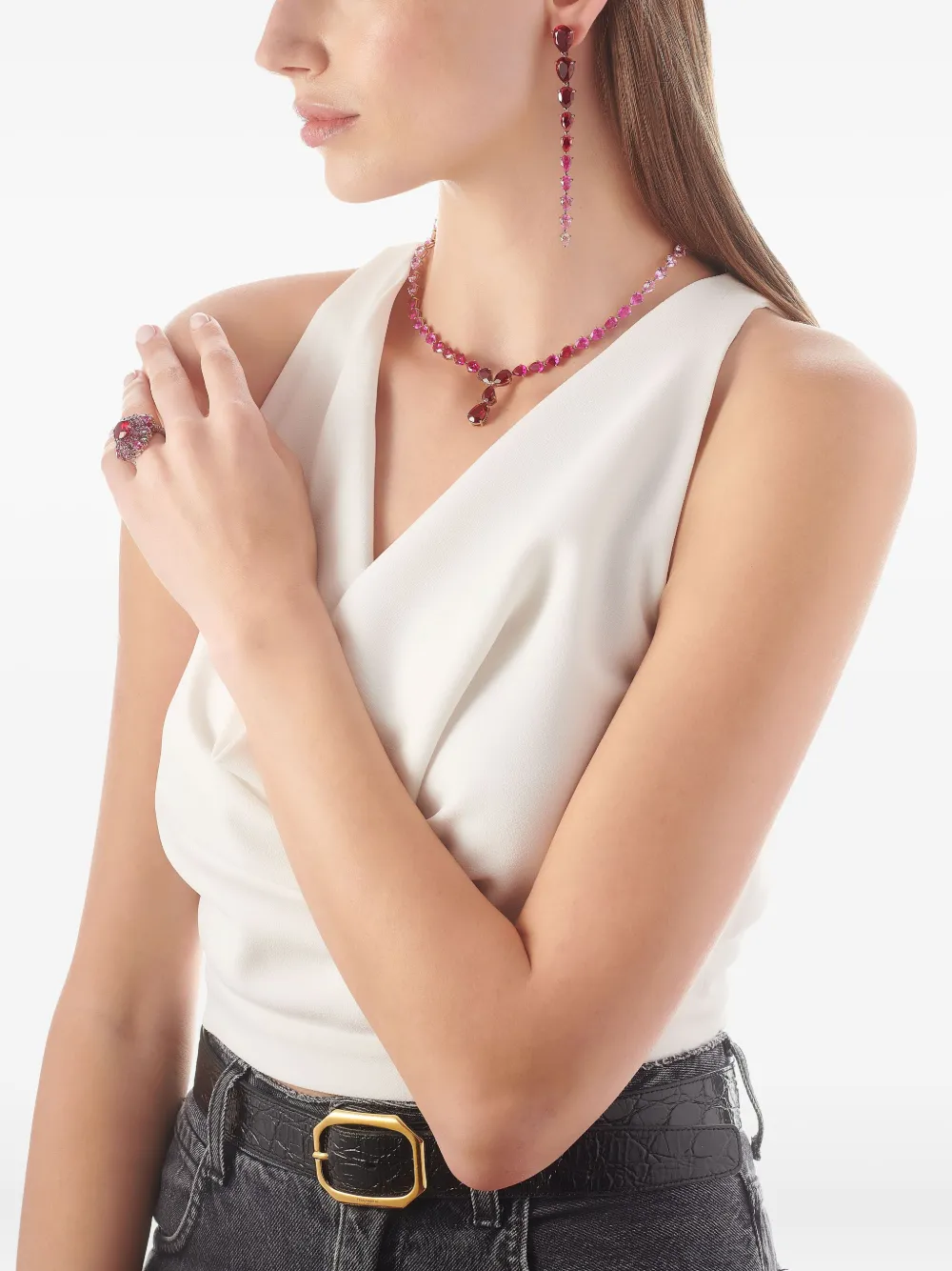 Anabela Chan 18k Rose Gold Vermeil Fuchsia Nova Necklace In Purple