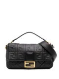 Fendi Pre-Owned 2000-2010 Large Zucca Embossed Leather Baguette satchel - Black