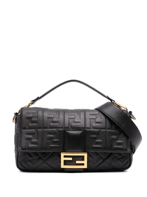 Fendi Pre-Owned Borsa a tracolla Baguette grande in pelle goffrata con motivo Zucca 2000-2010