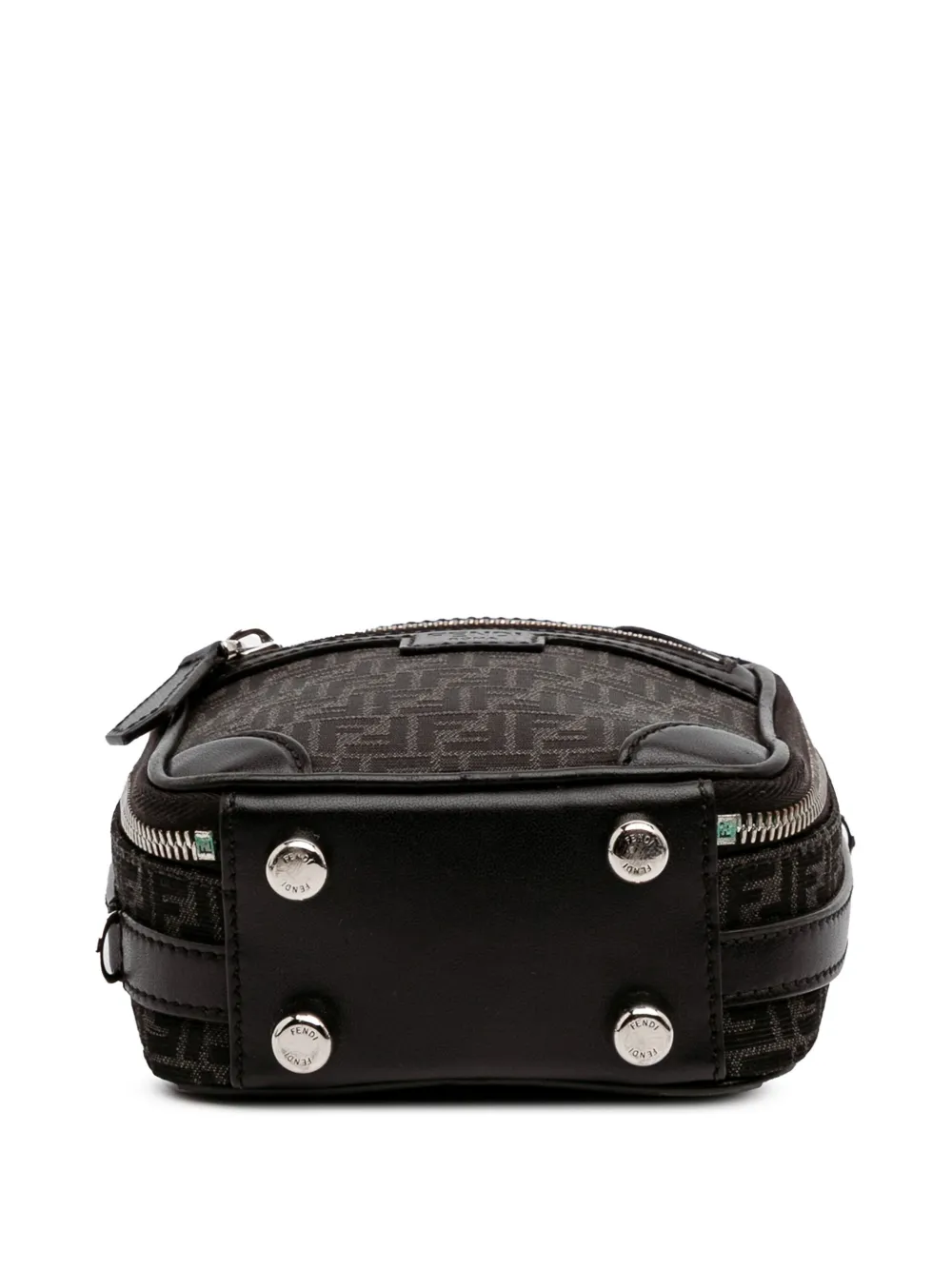 Pre-owned Fendi 2010-2025 Mini Zucchino Recycled Jacquard Trolley Satchel In Black