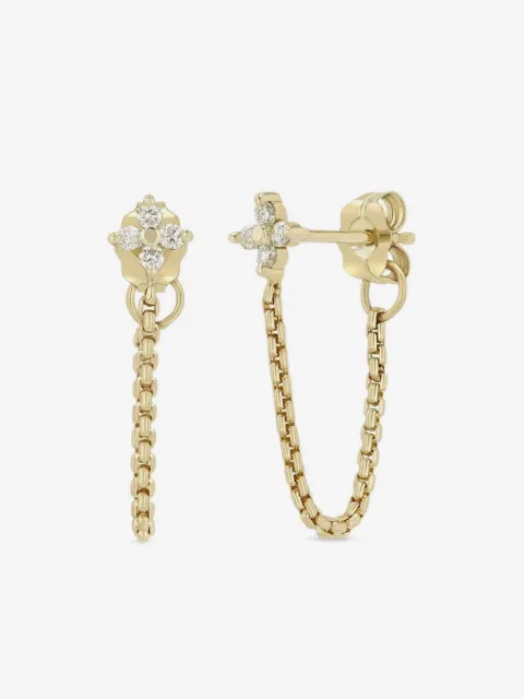 Zoë Chicco 14CT Gold Diamond Quad Chain Earrings