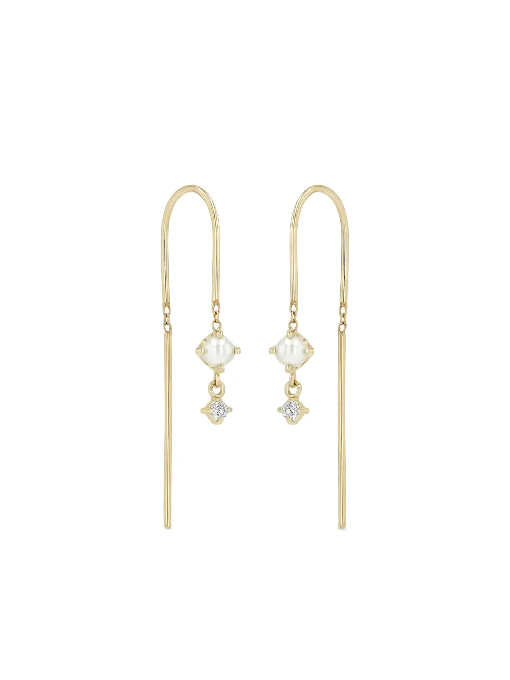 Zoë Chicco Wire ダイヤモンド&パール ピアス 14Kイエローゴールド - ゴールドトーン Zoë Chicco Wire ダイヤモンド&パール ピアス 14Kイエローゴールド - ゴールドトーン