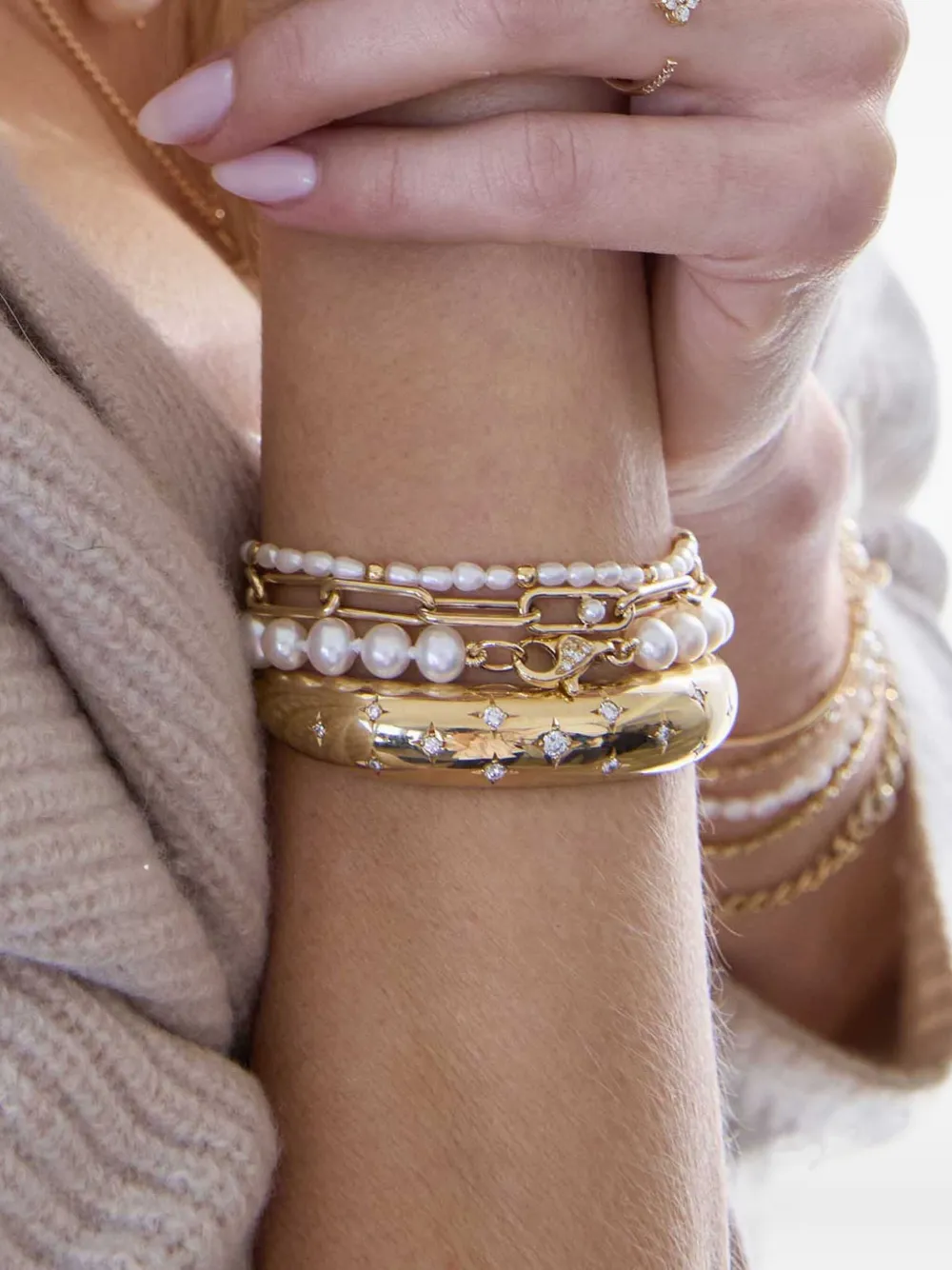 Zoë Chicco 14k Yellow Gold Pearl Bracelet In White