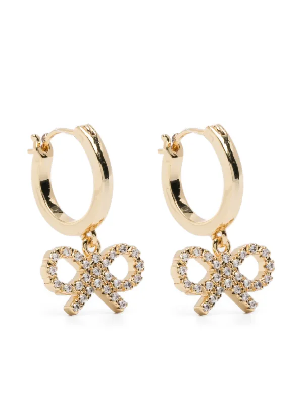 Self-Portrait Bow Hoop Earrings in Gold