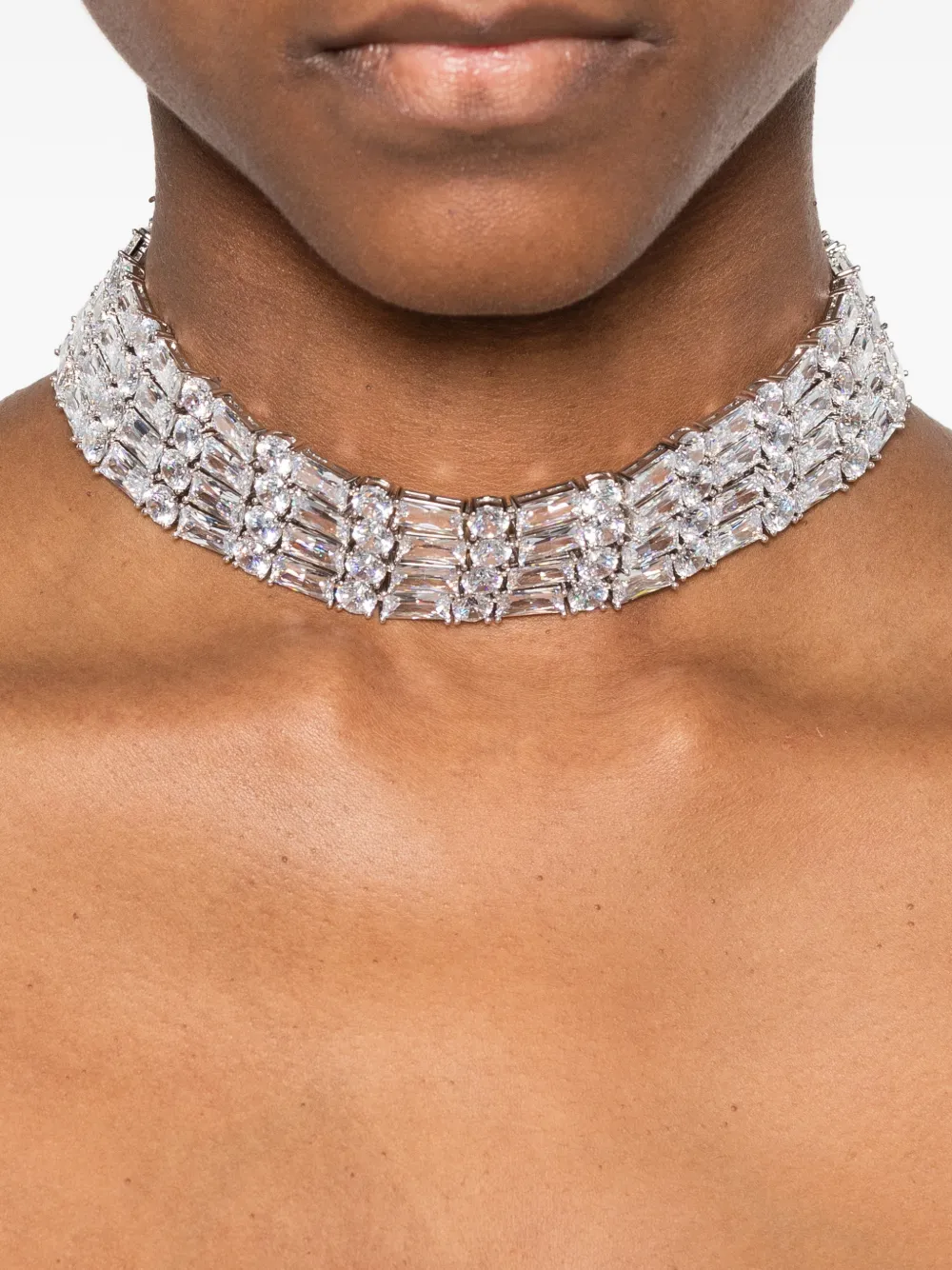 Self-Portrait crystal choker - Zilver
