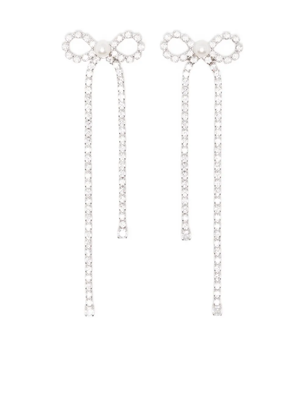 Self-portrait Crystal-embellished Bow Earrings In Metallic