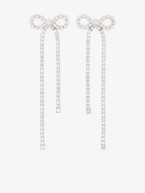Self-Portrait crystal-embellished bow earrings