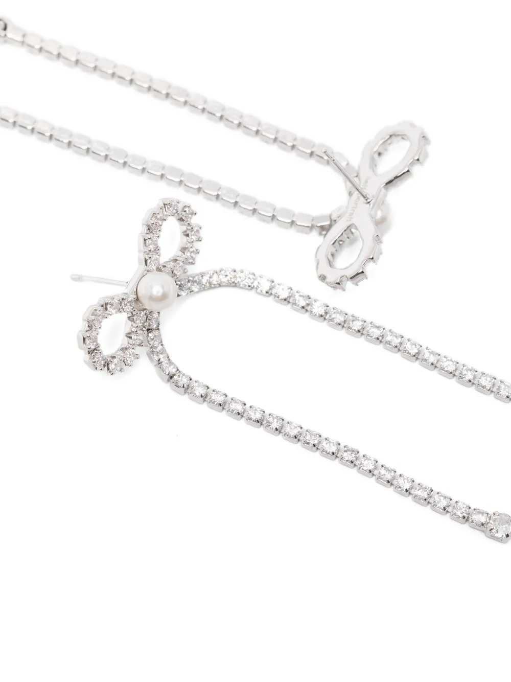 Self-portrait Crystal-embellished Bow Earrings In Metallic