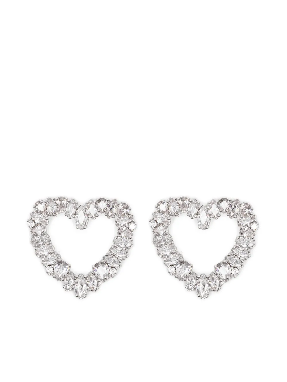 Self-Portrait crystal heart earrings - Argento