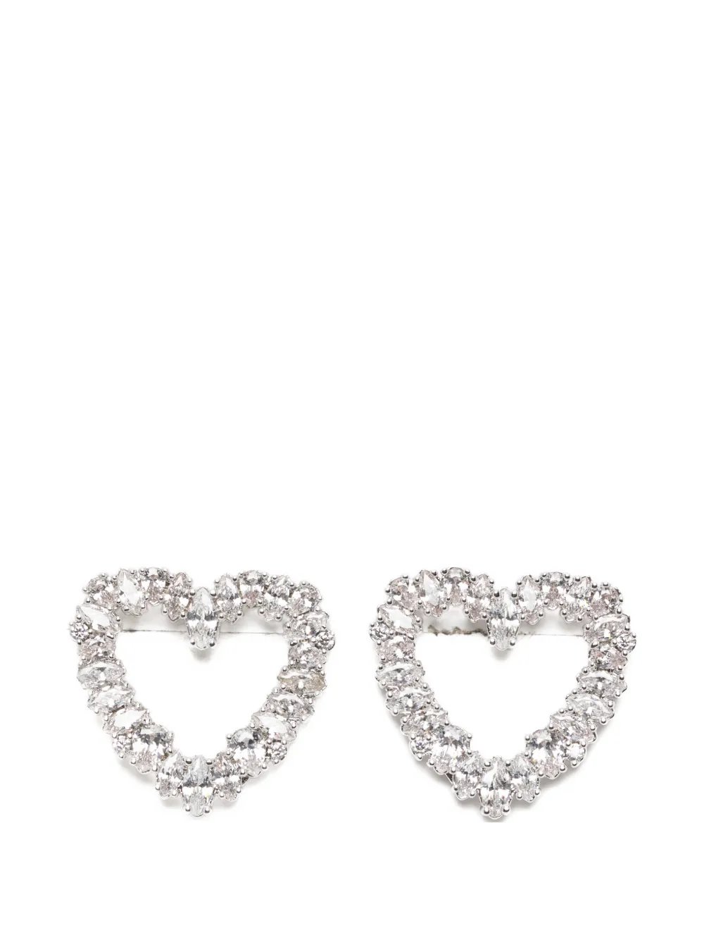 Self-Portrait crystal heart earrings - Argento