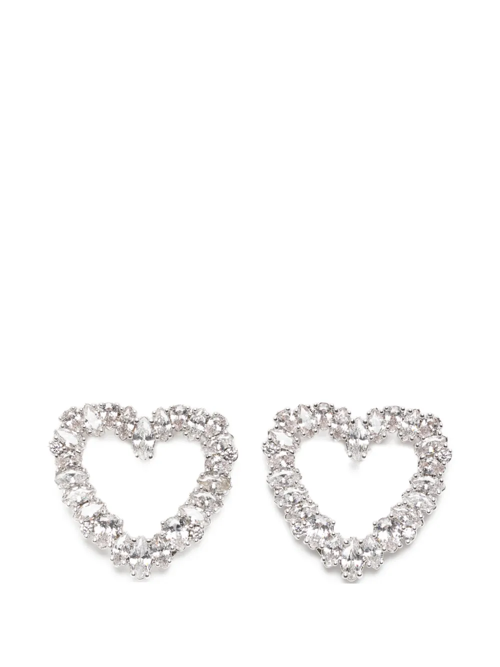 Self-Portrait crystal heart earrings - Argento