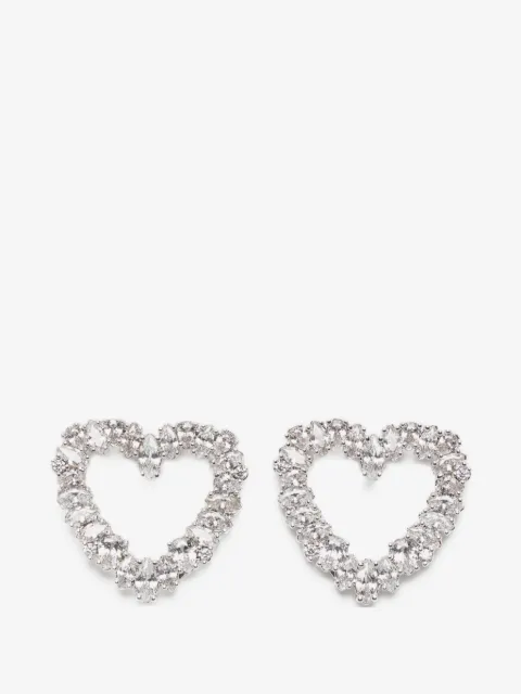 Self-Portrait crystal heart earrings