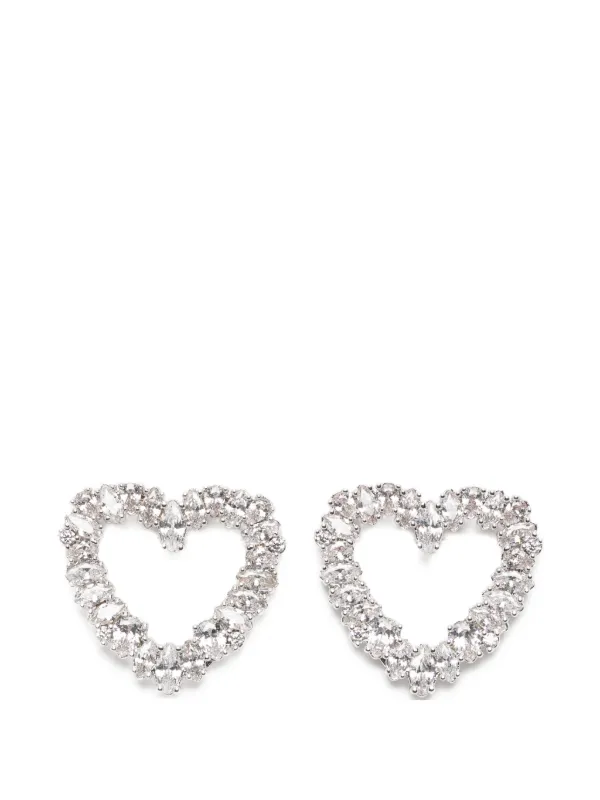 Self-Portrait Crystal Heart Earrings in Silver